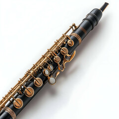 Naklejka premium Elegant Oboe Close-Up: Handcrafted Woodwind Instrument in Professional Symphony Performance