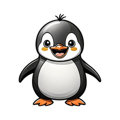 Fototapeta premium Dancing Penguin – Doodle-Style Drawing (Clean Background): Draw a chubby little penguin with flappy wings and tiny feet, doing a happy dance