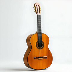 Naklejka premium Acoustic Guitar Artistry: Classic Wooden Instrument in Studio Setting Capturing Music Passion and Melody
