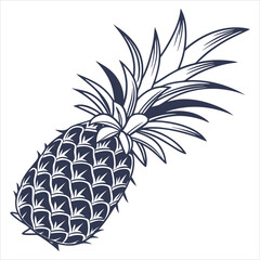 Obraz premium silhouette pineapple white background
