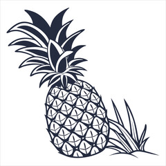 Obraz premium silhouette pineapple white background