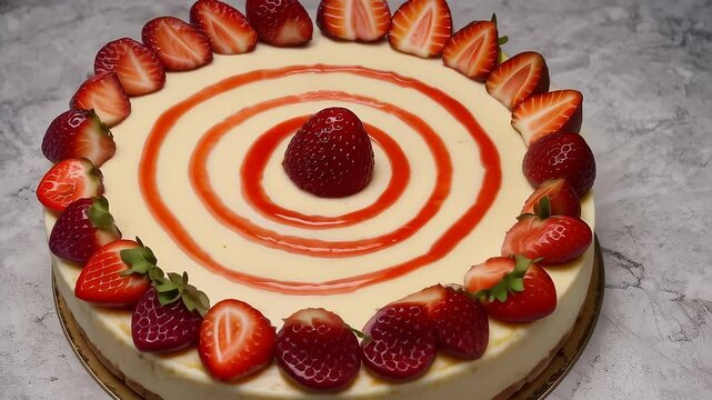 Creamy Strawberry Topped Cake