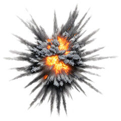 Explosion with realistic details, isolated on a transparent background