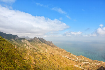 Panoramic view of mountain landscape at Anaga Rural Park, Tenerife