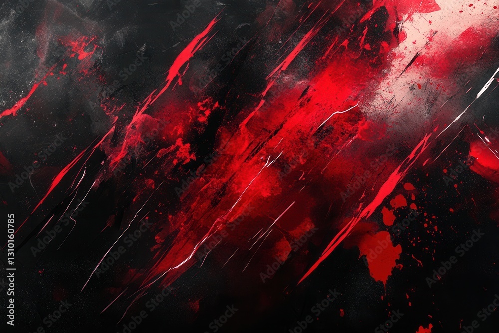 Fototapete Furious energy unleashing through striking red and black chaos with powerful strokes and lightning like bursts Generative AI