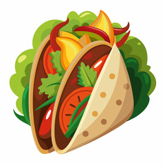 Colorful tacos filled with fresh ingredients on a vibrant background