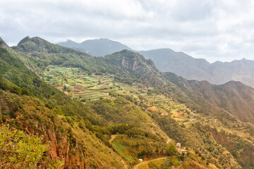 Panoramic view of mountain landscape at Anaga Rural Park, Tenerife
