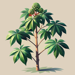 Obraz premium Lush green plant with vibrant leaves and fruit against a soft background