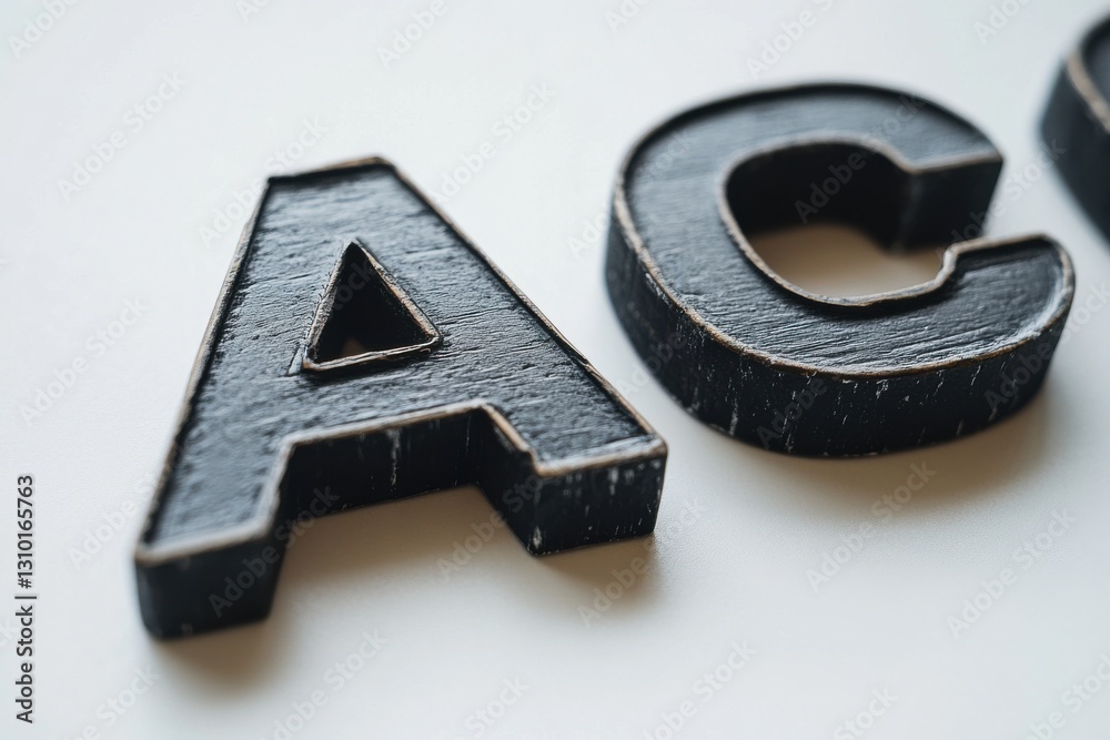 Poster crafted wooden letters arranged on a clean surface in an artistic display showcasing creativity and 
