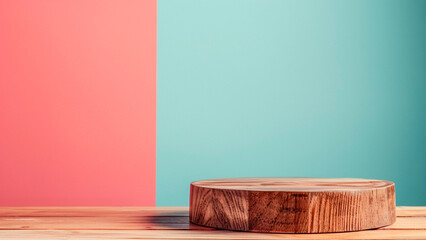 Rustic Wooden Podium for Product Display. Retail Showcase, Vintage Style, Product Presentation.