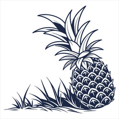 silhouette pineapple  white background