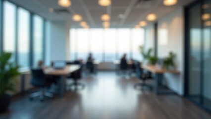 Abstract blurred office interior room. blurry working space with defocused effect. use for background or backdrop in business concept
