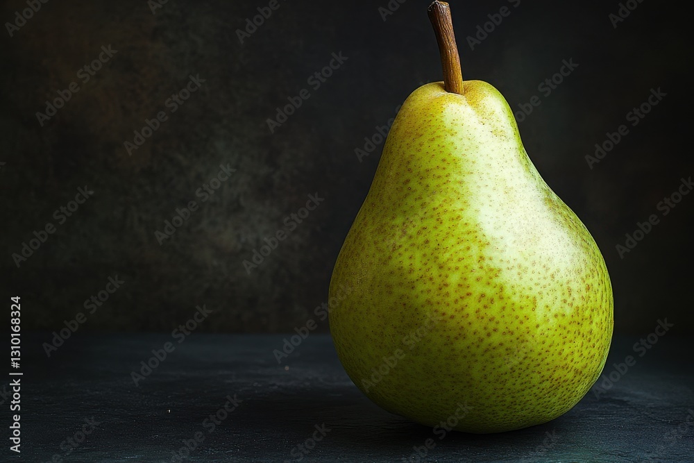 Aufkleber fresh green pear resting on a dark surface highlighting its texture and color
