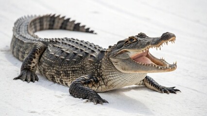 Naklejka premium American Alligator On White Background