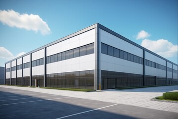 Obraz premium arafed building with a lot of windows and a parking lot