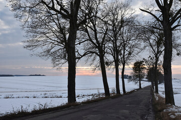 Winter landscape of Warmia Poland