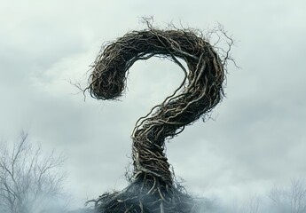 Twisted branches form a giant question mark in nature