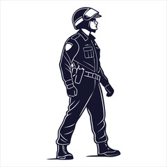silhouette police on white background