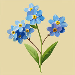 Vibrant blue flowers against a soft yellow background, evoking spring