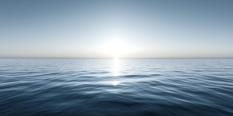 Obraz premium Serenity ocean view at sunrise under a clear blue sky for meditation