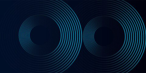 Abstract glowing geometric lines on dark background. Elegant shiny blue rounded lines pattern. Modern futuristic graphic. Suit for poster, banner, brochure, website, presentation, flyer, cover