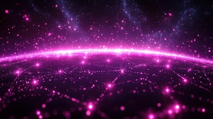 Obraz premium Pink Global Network, Cosmic Background, Digital Art