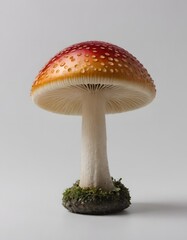 A large, isolated mushroom with a white background
