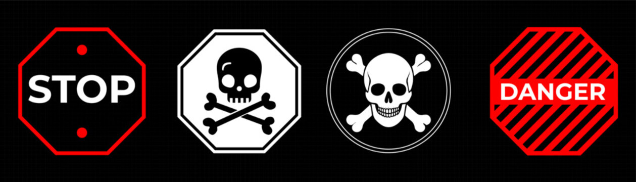 Conceptual HUD danger zone layout featuring red warning frames and futuristic alert elements. High-quality vector illustration perfect for print and digital interfaces, including caution signs, attent