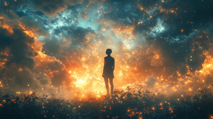 Fototapeta premium Quantum Enlightenment: Abstract Journeys into Conscious Evolution