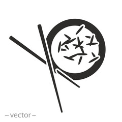 food icon, rice and chopsticks, simple symbol, flat vector illustration