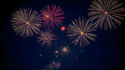 Colorful fireworks lighting up the dark night sky during a festive celebration