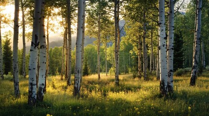 Obraz premium Lush Forest with Cottonwood Trees in Wyoming