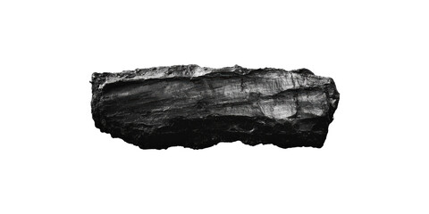 Piece of natural black coal isolated on transparent background