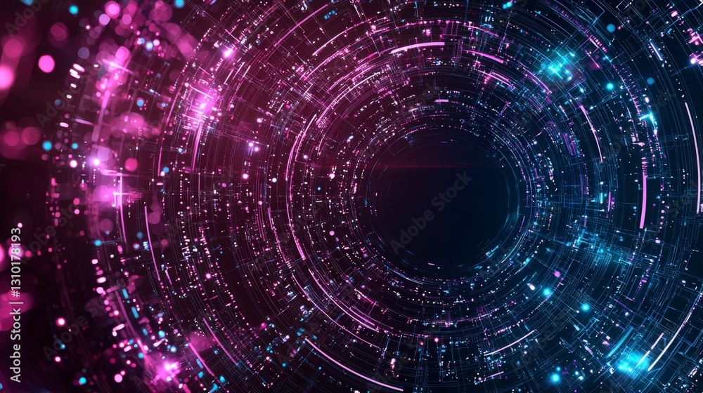 Poster abstract digital background with vibrant colors and circular patterns, creating a sense of depth and