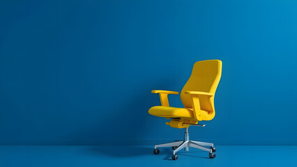 Comfortable office chairs in colorful blue interior design