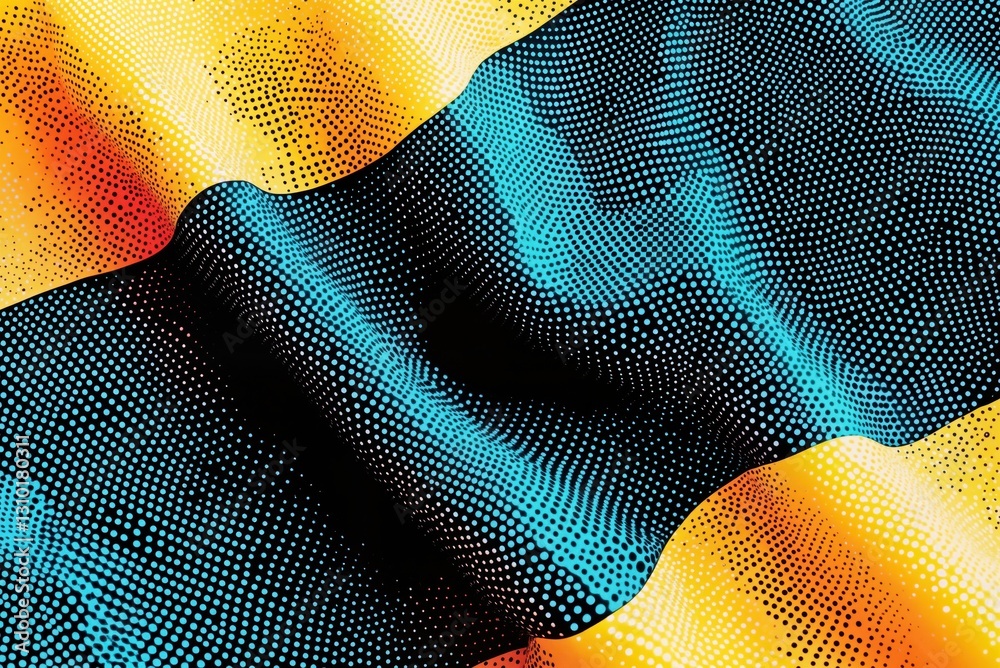 Poster abstract colorful wavy dotted background creating smooth shape with halftone dots