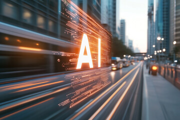 Fototapeta premium AI In Fast-Paced Digital City