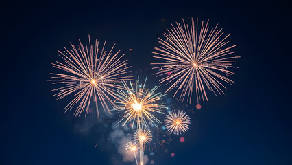 Colorful fireworks lighting up the dark night sky during a festive celebration