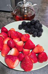 strawberries and blueberries