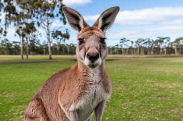 Australian kangaroo looking at the camera