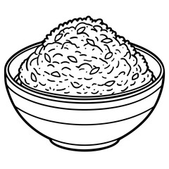 Bowl of delicious rice topped with herbs, set on a wooden table