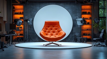 Modern professional photo studio with lighting setup photo