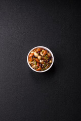 Honeyed cashew nuts, walnuts, hazelnuts, pine nuts and dried fruits