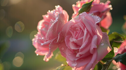 Obraz premium pink rose with water drops