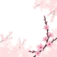 Naklejka premium Minimalist Cherry Blossom Border Design with Pink Flowers for Web Graphics and Copy Space