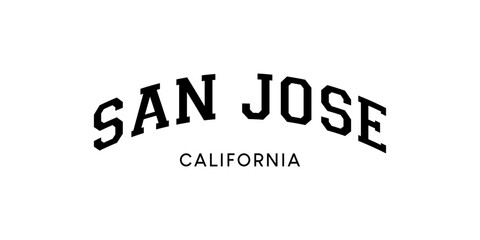 San Jose California Arched Vintage Lettering Design, Black Typography Vector Illustration