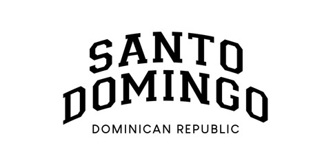 SANTO DOMINGO Dominican Republic Arched Vintage Lettering Design, Black Typography Vector Illustration