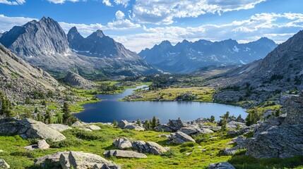 Scenic Mountains View of Two Lakes