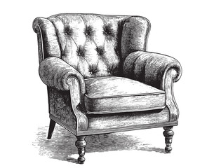Vector illustration of a single classic looking comfy armchair