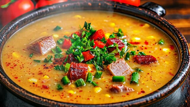 Creamy Corn Chowder with Ham and Peppers: A Warm and Hearty Soup